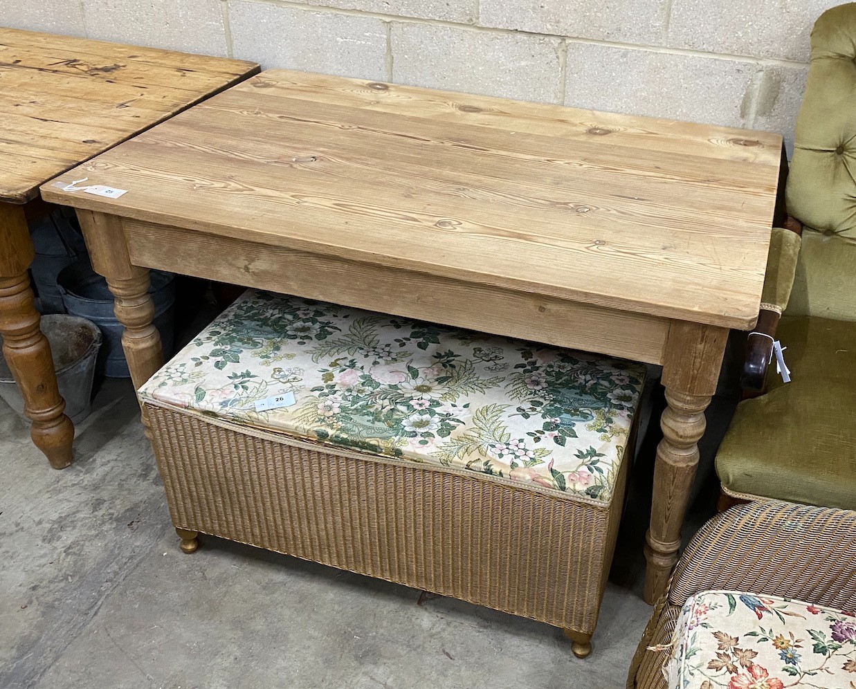 A Victorian style rectangular pine kitchen table, length 131cm, width 86cm, height 76cm